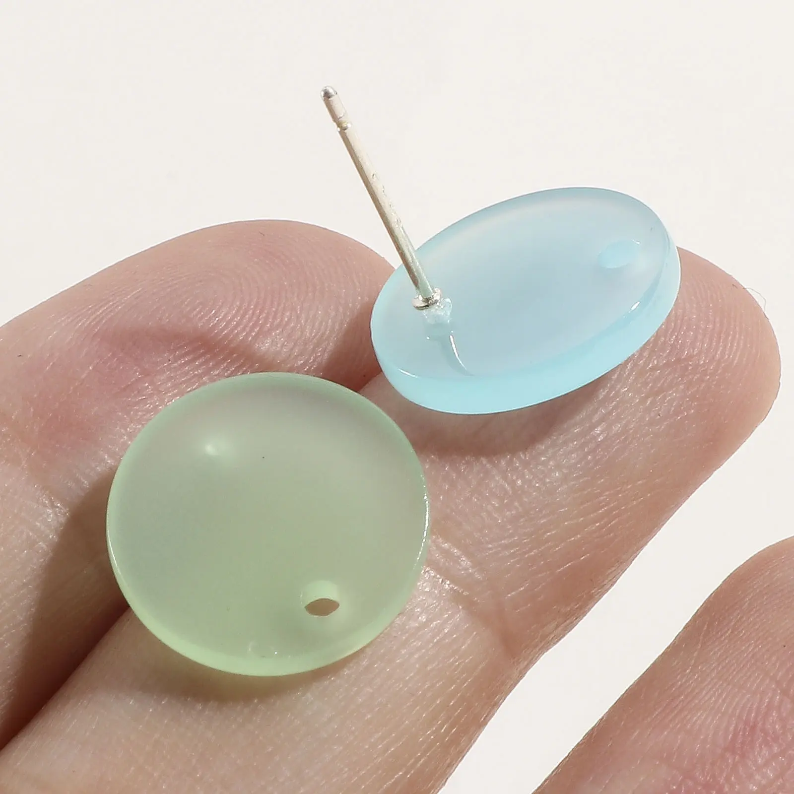 10 Piece Acrylic Geometry Series Ear Post Stud Earrings Findings Round Multicolor With Loop 14mm Dia. For Women Jewelry Gifts