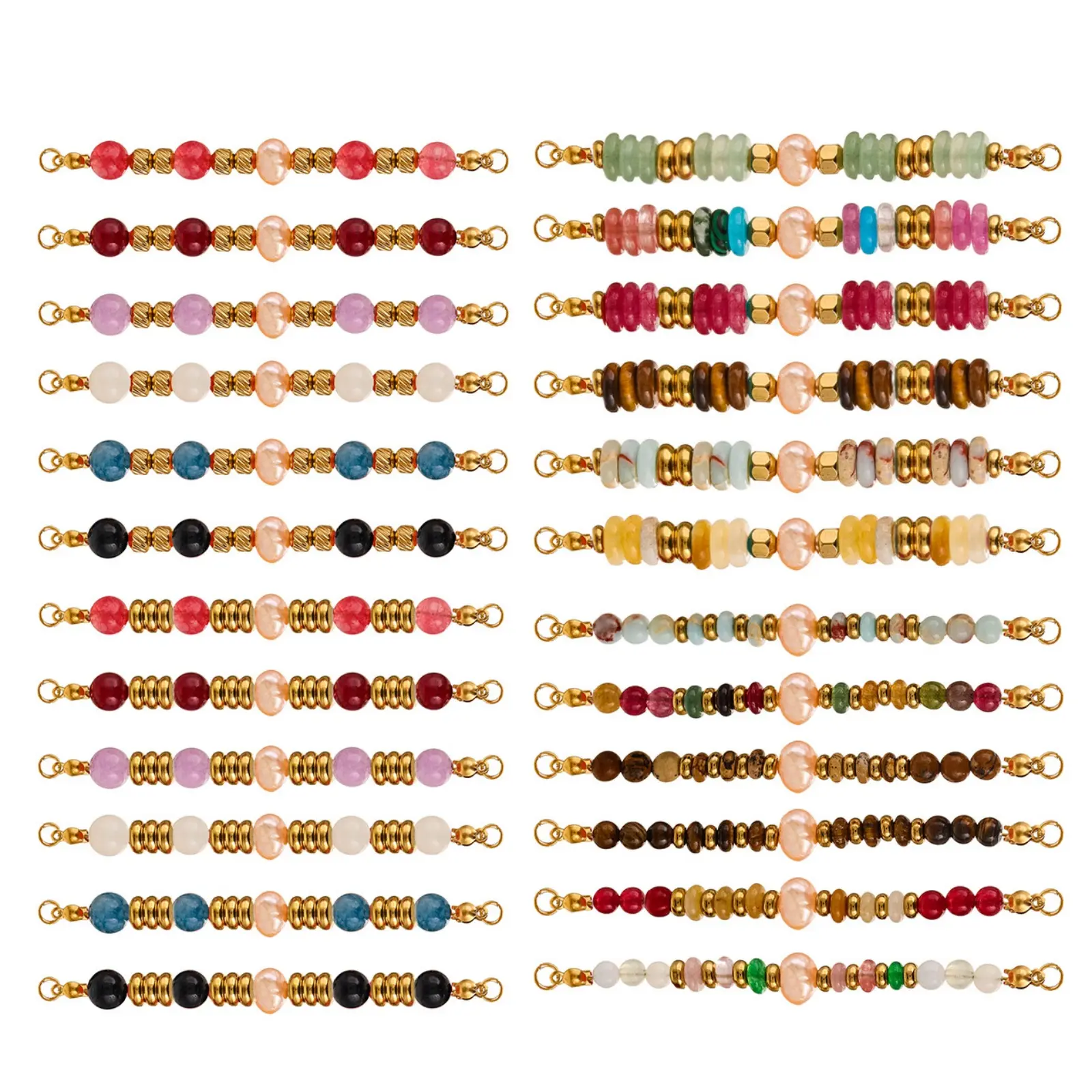 1 Piece 304 Stainless Steel Connectors Colorful Beads Charms Pendants 18K Gold Plated Round Beaded DIY Necklace Jewelry Making