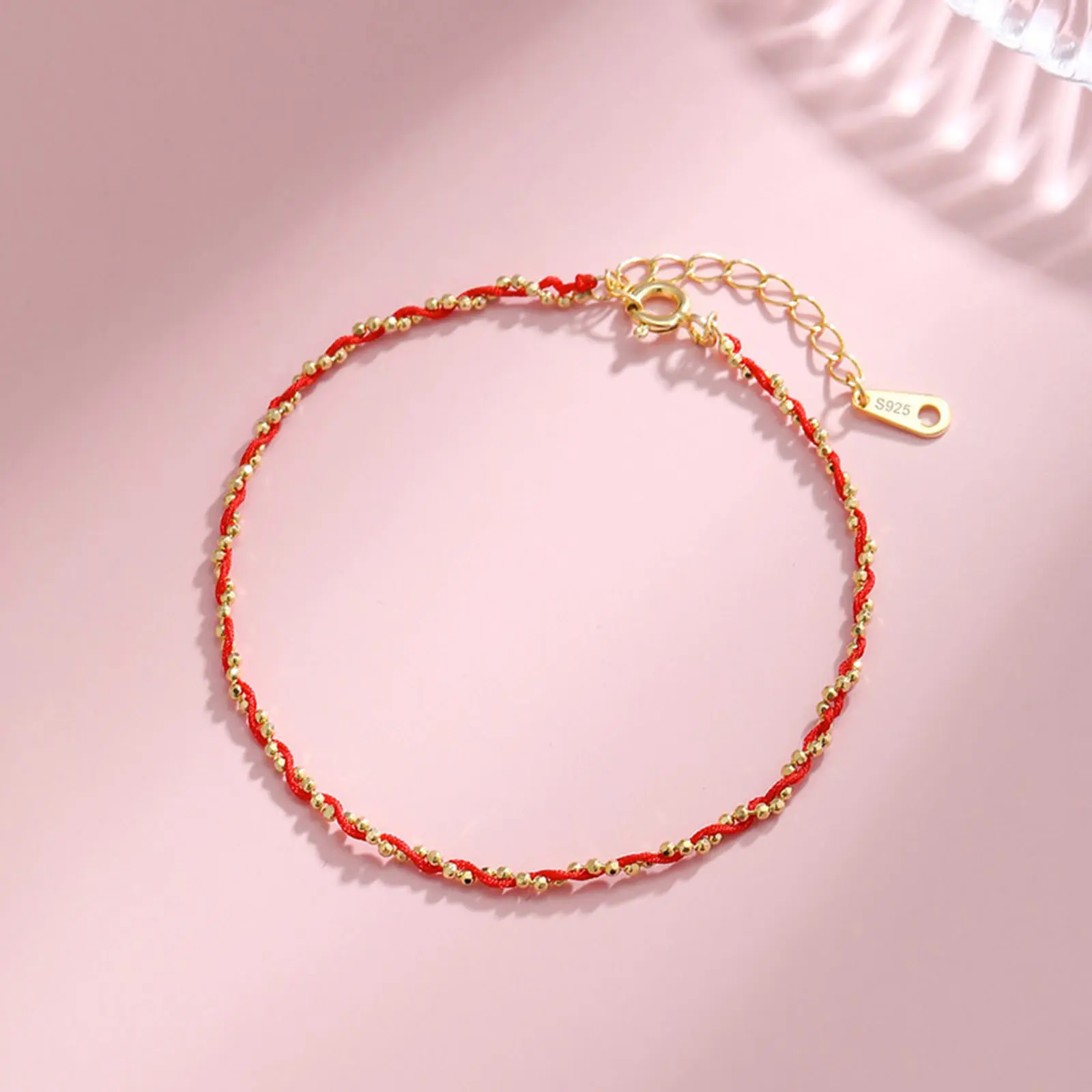 Copper Simple Bracelets Good Lucky Beads Couple Bracelet Men Women Red Rope Braided Bracelet Ball Bracelet 15cm(5 7/8") Long