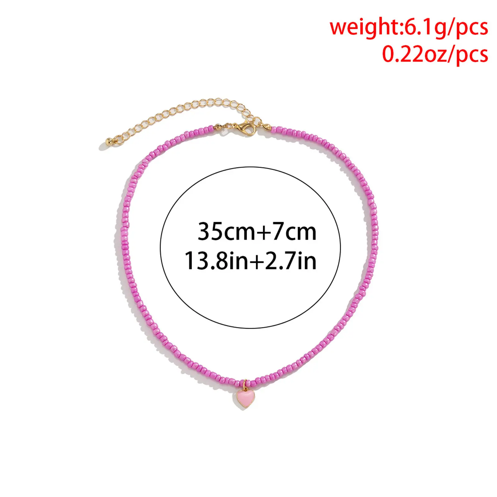 1 Piece Handmade Multicolor Seed Beads Necklace For Women Sweet Heart Pendants Necklace Girls Choker Collar Fashion Jewerly