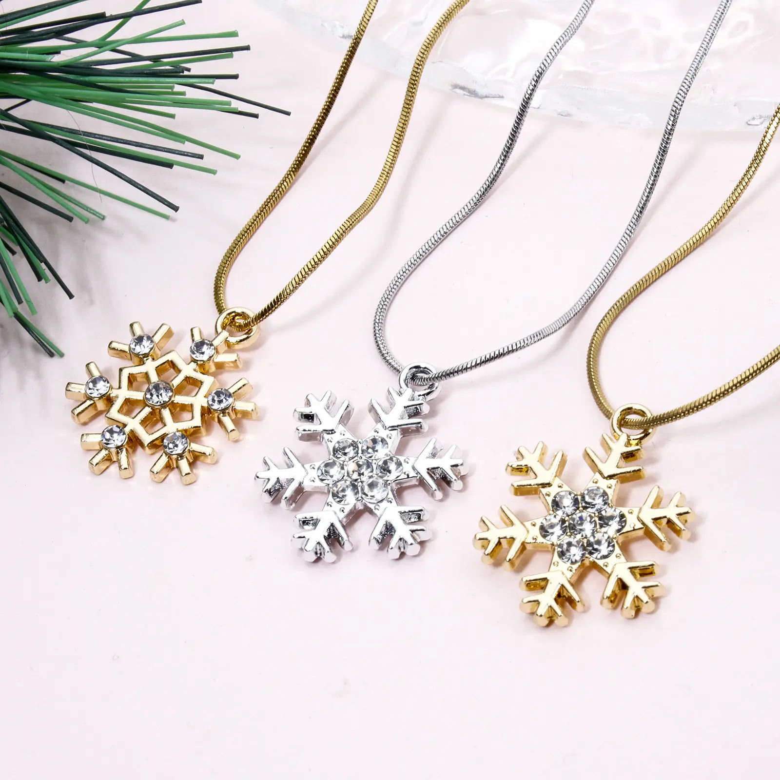 10 PCs Zinc Based Alloy Micro Pave Charms Christmas Snowflake Clear Rhinestone Pendants For DIY Necklace Earring Jewelry Making