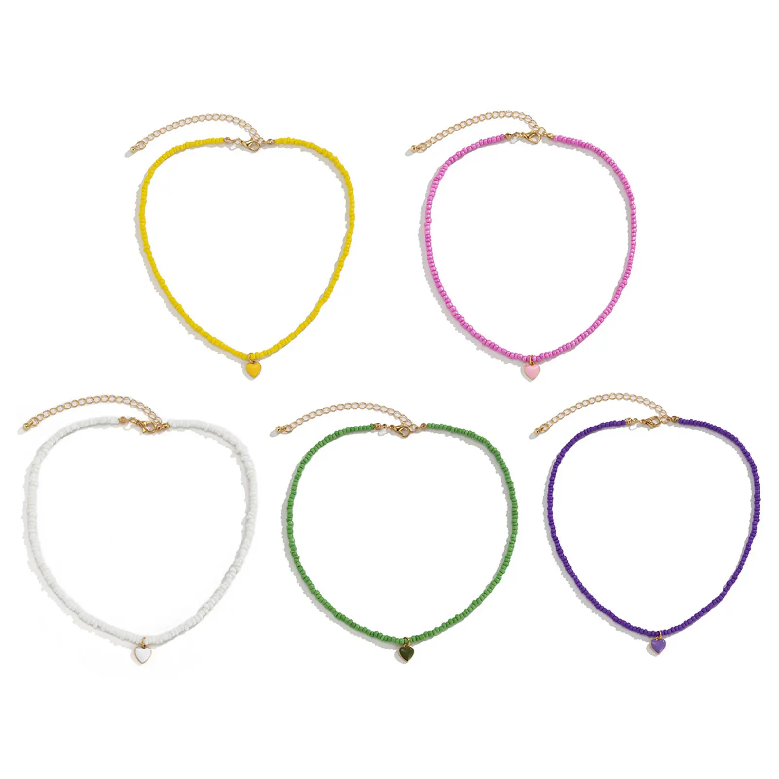 1 Piece Handmade Multicolor Seed Beads Necklace For Women Sweet Heart Pendants Necklace Girls Choker Collar Fashion Jewerly