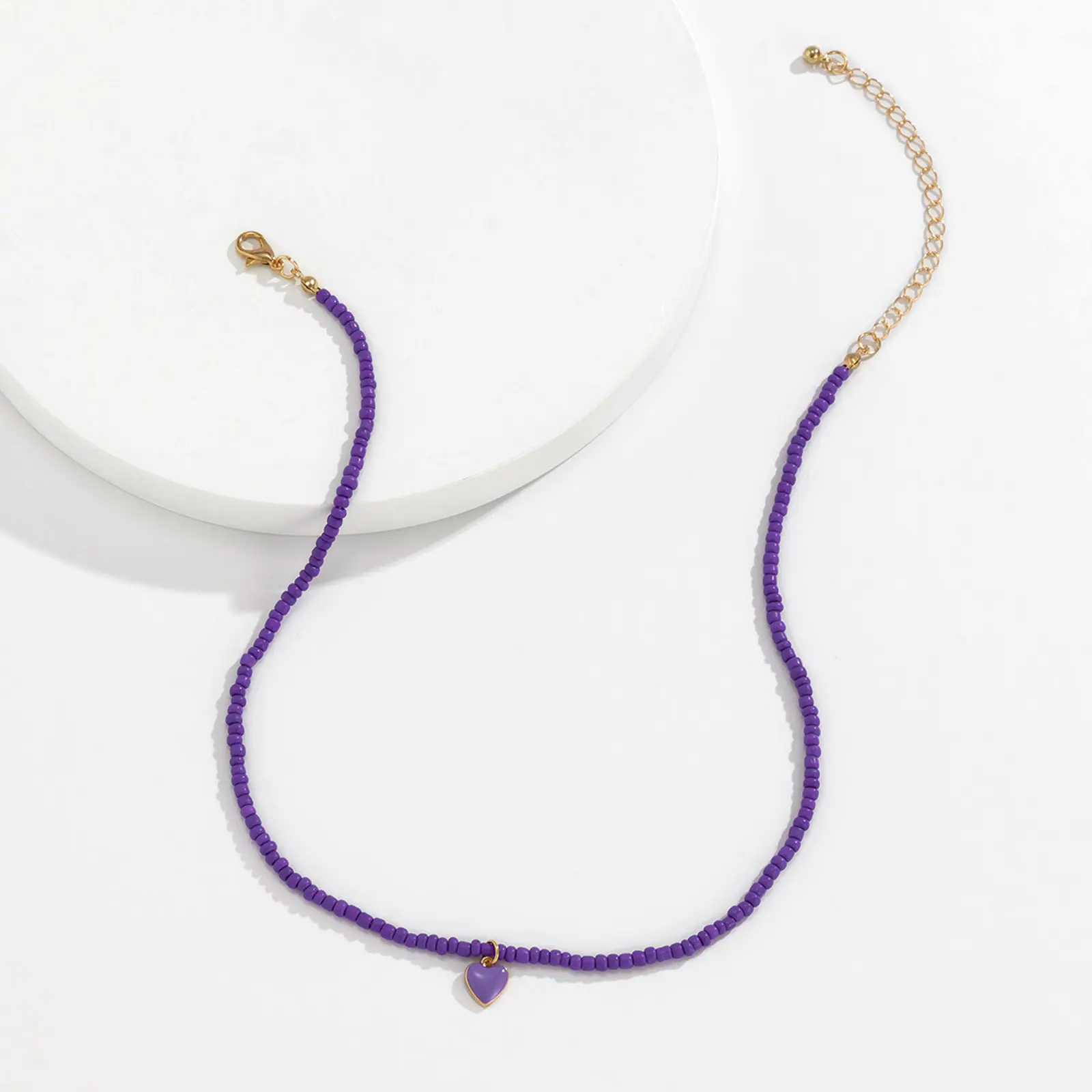 1 Piece Handmade Multicolor Seed Beads Necklace For Women Sweet Heart Pendants Necklace Girls Choker Collar Fashion Jewerly