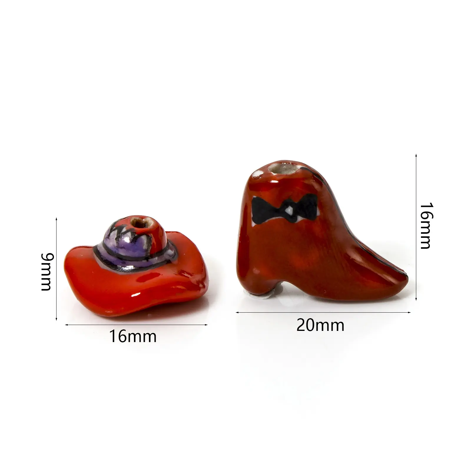 2 Piece Ceramic West Cowboy Beads For DIY Jewelry Making Boots Hat 3D Charms Pendants DIY Necklace Findings