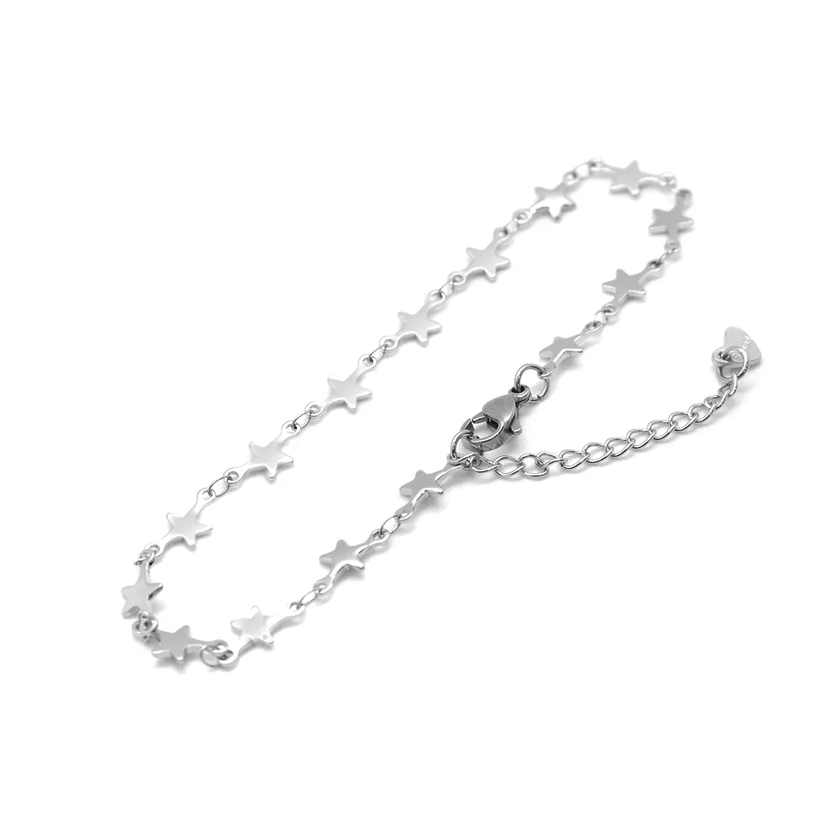 Pentagram Star Pendant Anklet 304 Stainless Steel Silver Color 22.8cm(9") long For Women Summer Beach Foot Chain, 1 Piece
