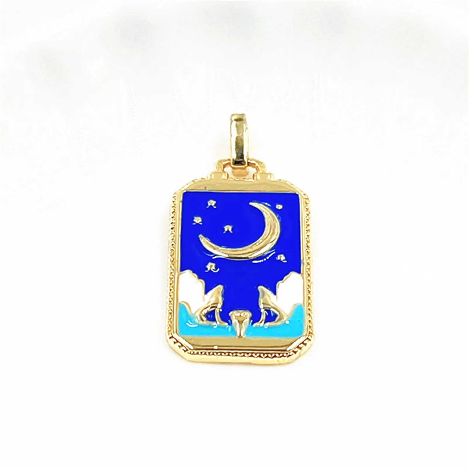 Copper Tarot Pendants Gold Color Multicolor Enamel Charms For DIY Making Necklace Handmade Jewelry 3.1cm x 1.4cm, 1 Piece