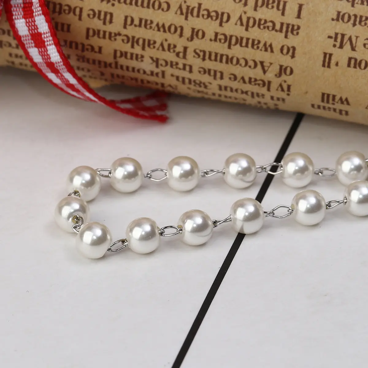 304 Stainless Steel & Acrylic Bracelets Silver Color White Imitation Pearl 18cm long Fo Women Jewelry Accessories , 1 Piece