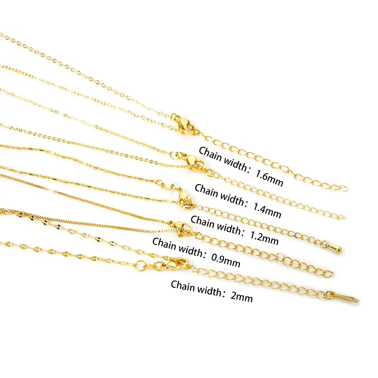 1 Piece Brass Link Chain Necklace 18K Real Gold Plated Choker for Women Men Fashion Gifts Jewelry Accessories