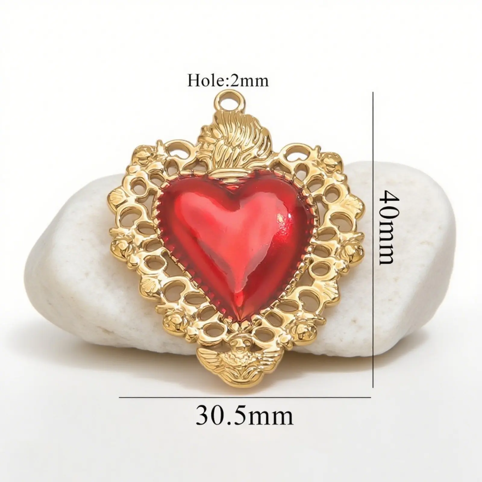 1 Piece 304 Stainless Steel Pendant Charm Red Heart Enamel 18K Gold Plated For DIY Necklace Bracelet Jewelry Making Findings