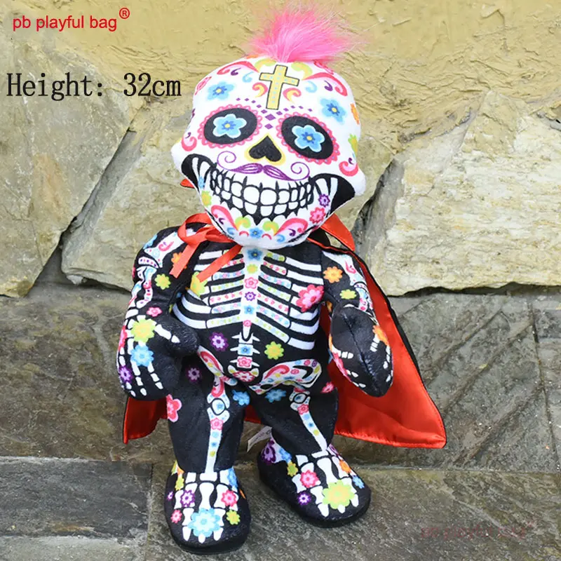 PB Playful Bag Electric Halloween Decorations Dancing Plush Toys Skeletons Home Party Trickery Props Children's Gifts WG21
