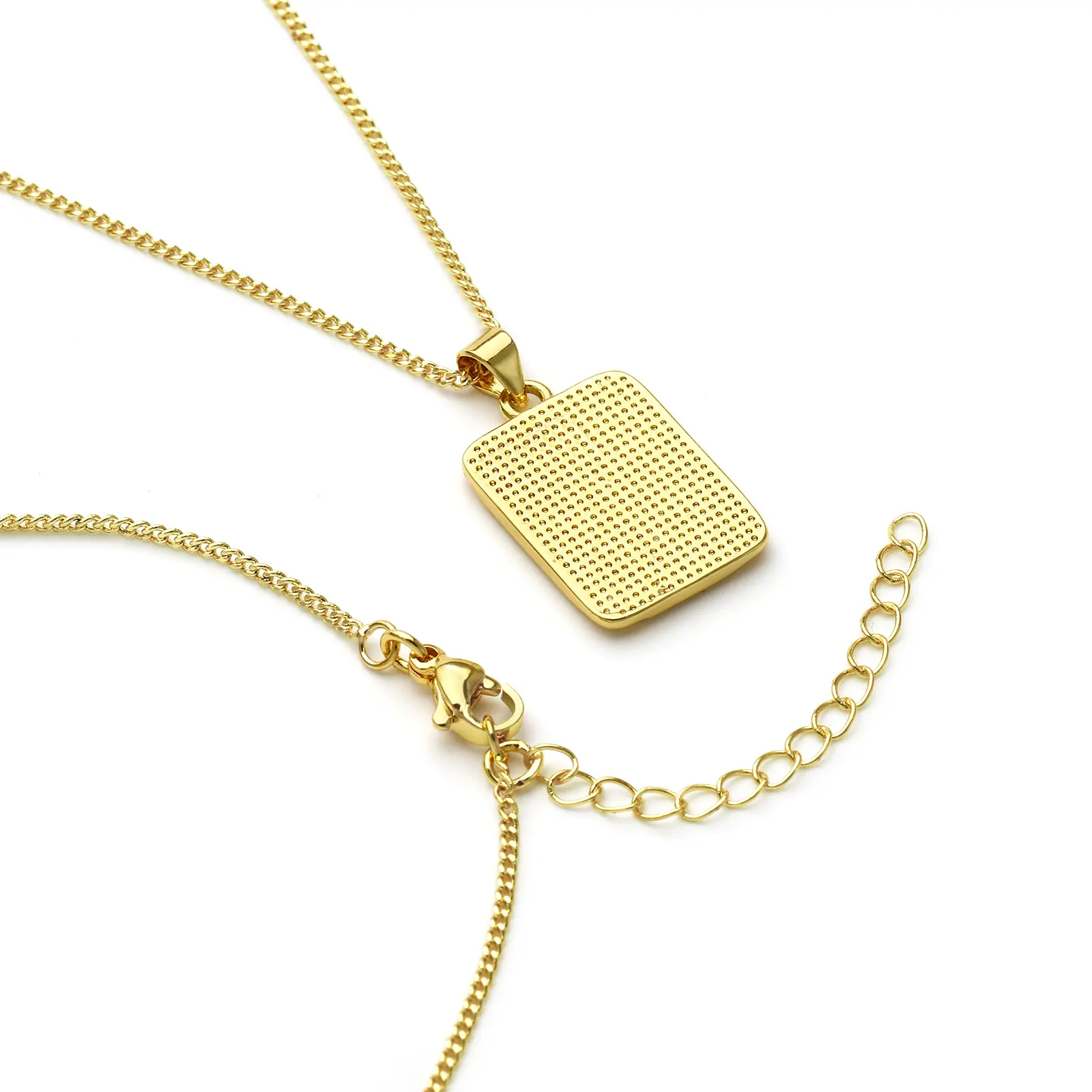 1 Piece 18K Real Gold Plated Brass Rectangle Stripe Initial Capital A- Z Letter Pendant Charm Necklace Unisex 45cm + 5cm long