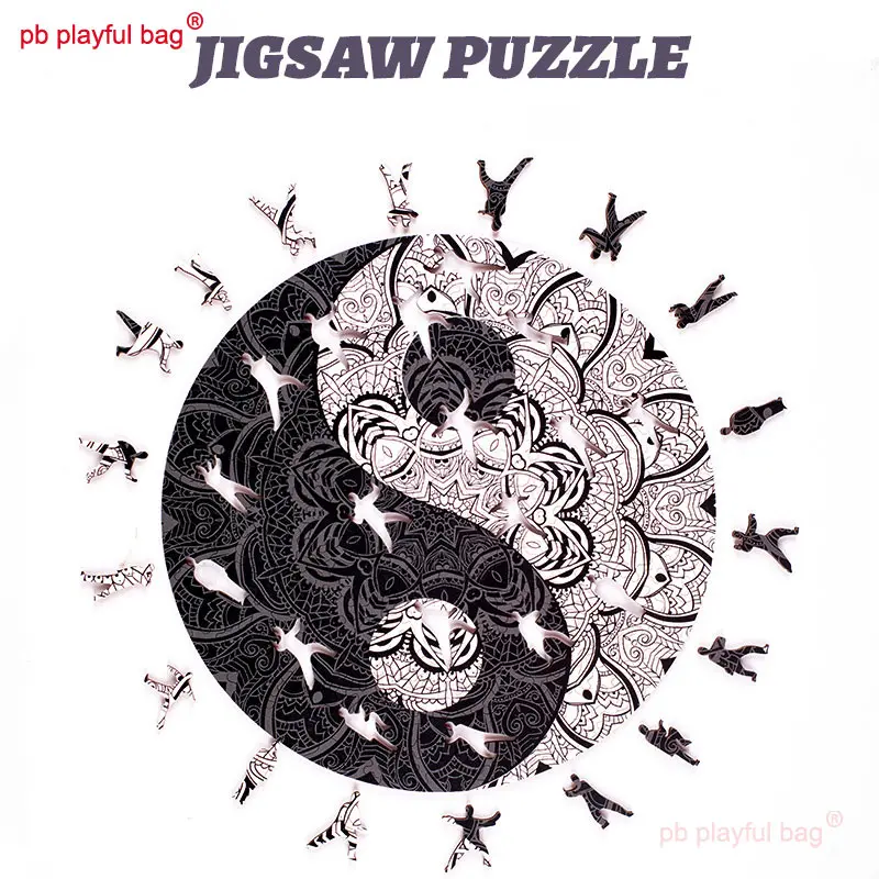 Creative Irregular Adult Gift Shaped Taiji Kung Fu Wooden Box Puzzle Kids DIY Toys Home Decoration Jigsaw Puzzle Gift UG146
