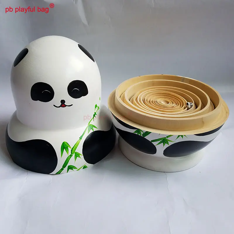 Fifteen Layer Panda Russian Dolls Handmade Wooden Toys Crafts Russian Nesting Doll Christmas Gift Home Decoration Kids Toys WG17