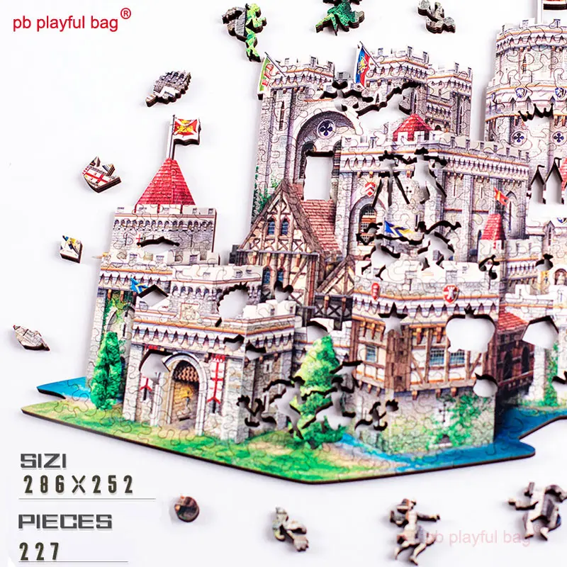Wooden 3D Irregular Jigsaw Puzzles castle For Adults Kids Christmas Gifts DIY Educational creative toy Decorative UG172