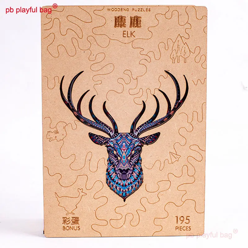 PB Playful Bag Hell Puzzle Elk Irregular Wooden Box High Difficulty Children's DIY Toys Creative puzzle Christmas Gifts UG147