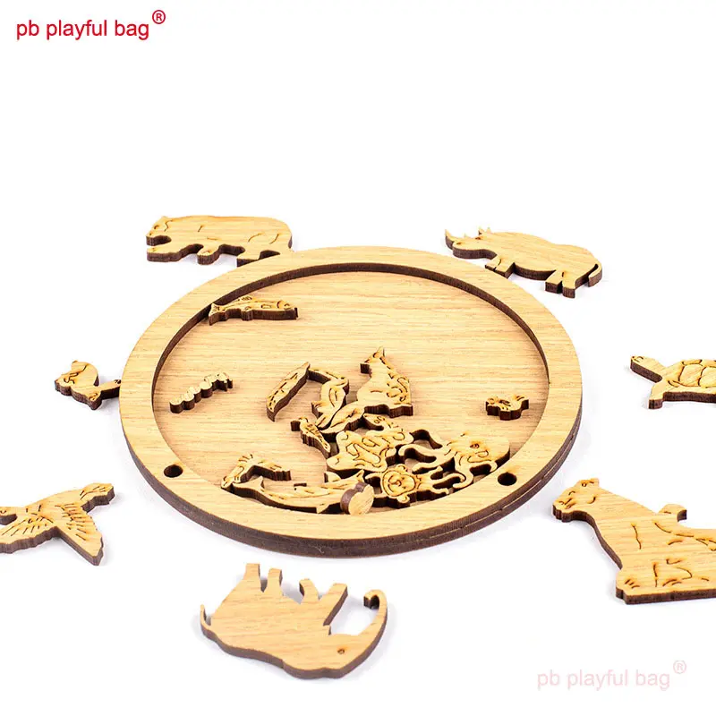 PB Playful Bag Irregular Wooden Special-shaped Puzzle High Difficulty Little Earth Kids Educational Toys Christmas Gifts UG148