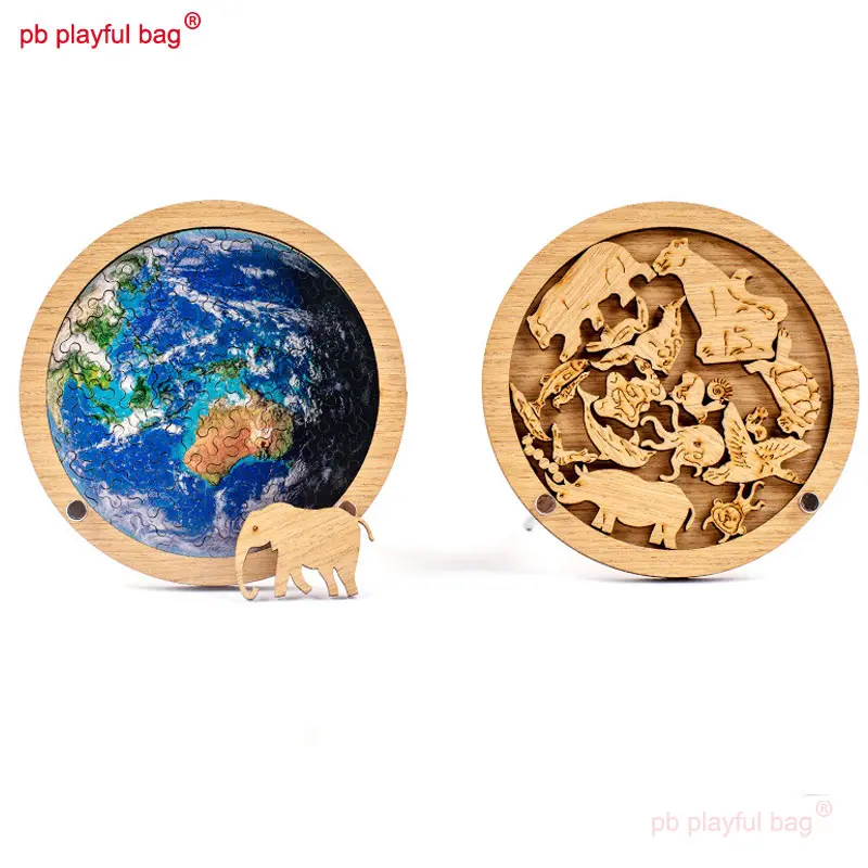 PB Playful Bag Irregular Wooden Special-shaped Puzzle High Difficulty Little Earth Kids Educational Toys Christmas Gifts UG148
