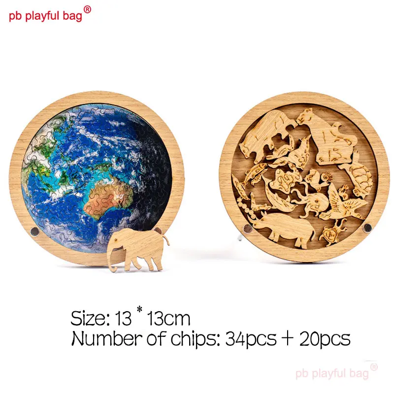 PB Playful Bag Irregular Wooden Special-shaped Puzzle High Difficulty Little Earth Kids Educational Toys Christmas Gifts UG148