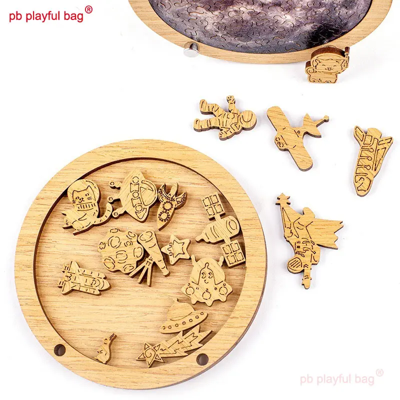 Kids Educational Toys High Difficulty Wooden Moon Puzzle Cartoon DIY Creative Birthday Gift Moon Pattern Puzzle UG151