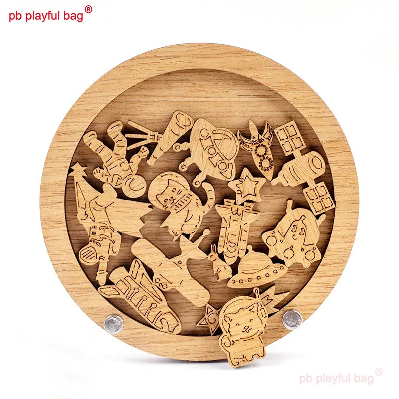 Kids Educational Toys High Difficulty Wooden Moon Puzzle Cartoon DIY Creative Birthday Gift Moon Pattern Puzzle UG151