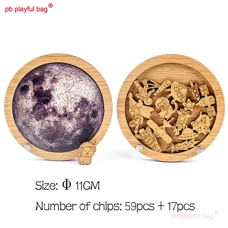 Kids Educational Toys High Difficulty Wooden Moon Puzzle Cartoon DIY Creative Birthday Gift Moon Pattern Puzzle UG151