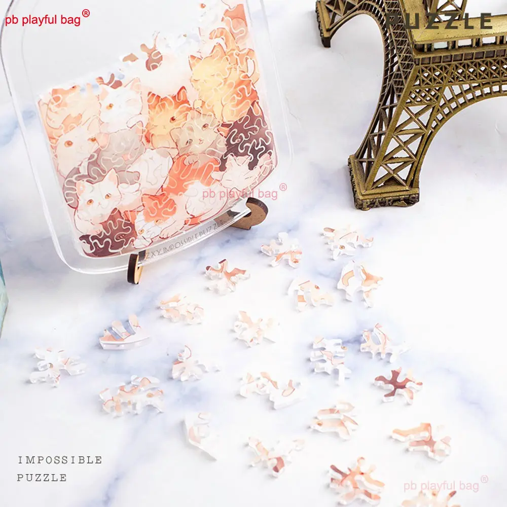 Flat Puzzle Cartoon Cat Wishing Bottle Jigsaw Puzzles Kids Christmas Gifts Animal Shaped Jigsaws Challenging Puzzle Toy UG355