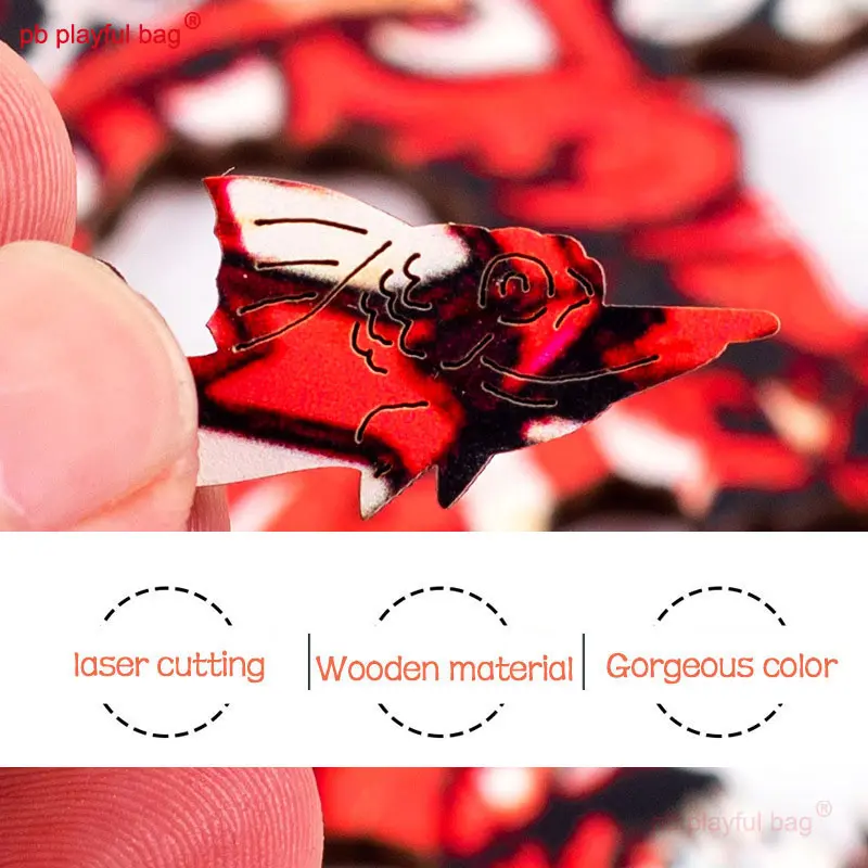 Wooden Puzzle 156PCS Red Koi Fish Wooden 3D Irregular Puzzle Animal Educational Children's Toys Hand made Christmas gift UG221