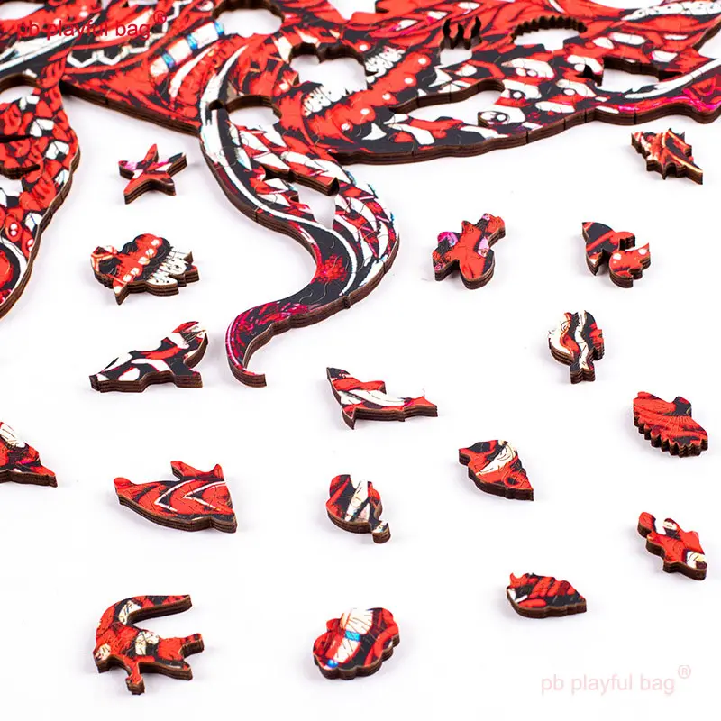 Wooden Puzzle 156PCS Red Koi Fish Wooden 3D Irregular Puzzle Animal Educational Children's Toys Hand made Christmas gift UG221
