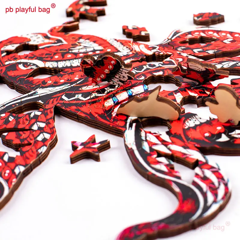 Wooden Puzzle 156PCS Red Koi Fish Wooden 3D Irregular Puzzle Animal Educational Children's Toys Hand made Christmas gift UG221