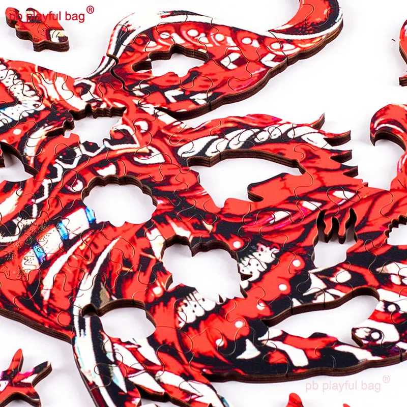 Wooden Puzzle 156PCS Red Koi Fish Wooden 3D Irregular Puzzle Animal Educational Children's Toys Hand made Christmas gift UG221