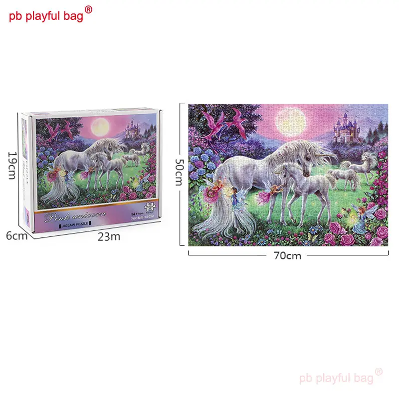 PB Playful Bag 1000 Pieces Thickened Paper Puzzle Pink Unicorn animal Adult Release Pressure Kids Toys Christmas Gifts UG285