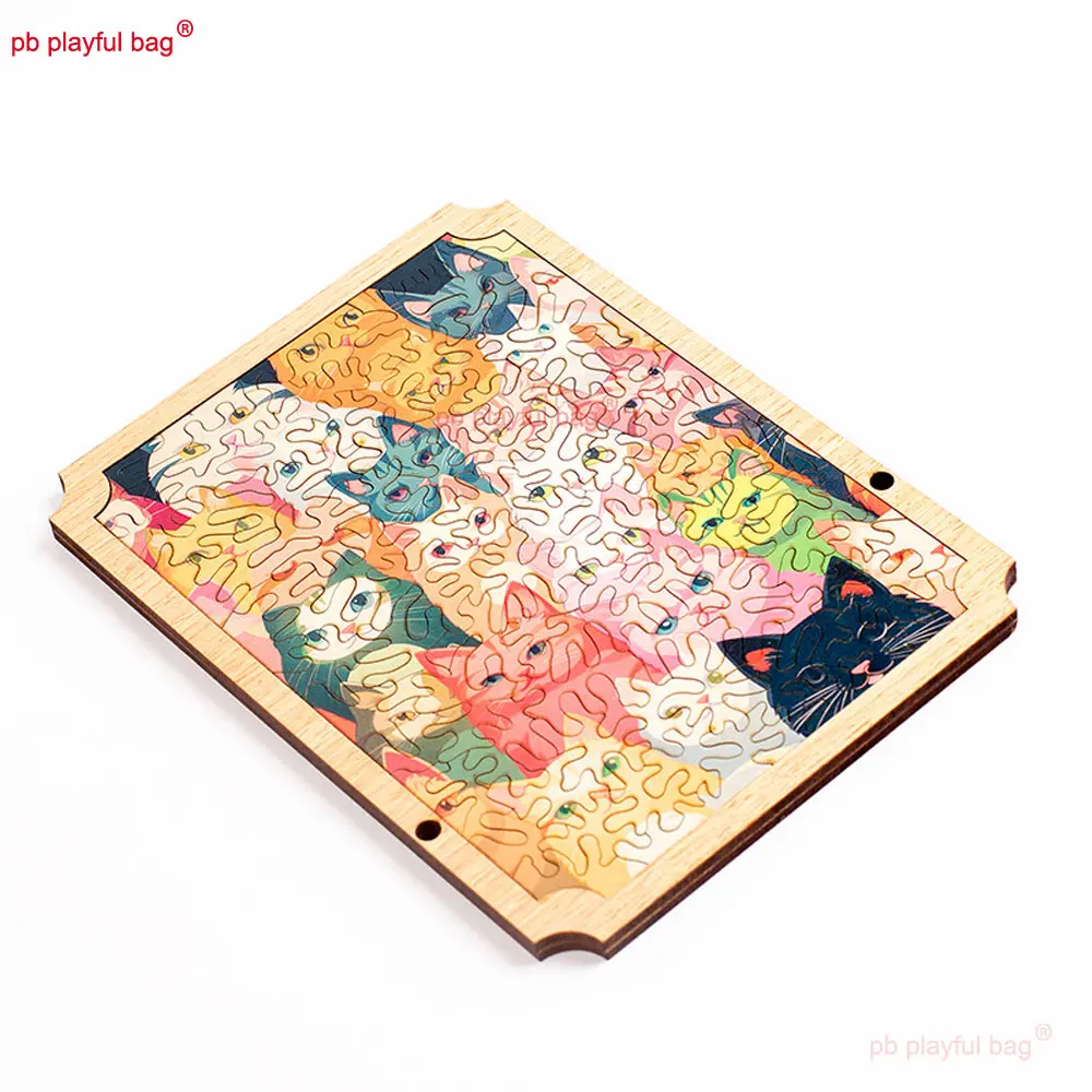 96PCS Wooden Puzzle Colorful Cat High Difficulty Puzzle Fun Christmas Gift Children's Educational Toys Creative Ornament UG364