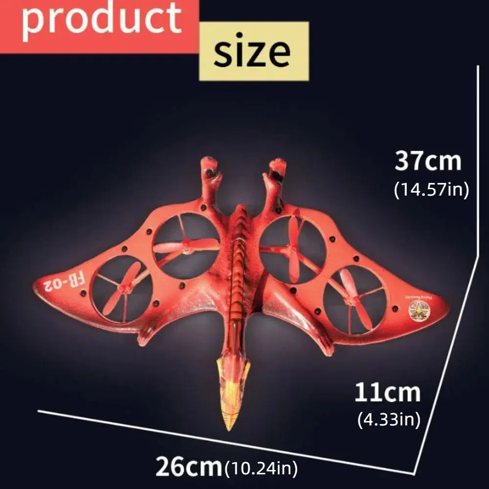 RC Pterosaur Drone EPP Foam Flame Remote Control Aircraft Gravity Sensing Robot Flying Dinosaur RC Quadcopter Portable Plane Toy