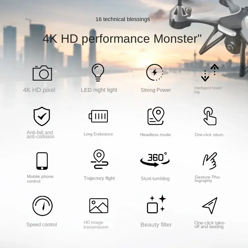 HD Camera RC Drone Professional WiFi FPV 4K RC Quadcopter Live Transmission Remote Control Helicopter Aerial Photography Plane