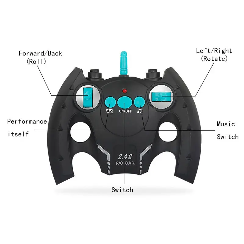 RC Car Toy High Hand Control Speed Racing Vehicle Remote Control Stunt Car 360° Rotate Flashing LED Music Electronic Kids Gift