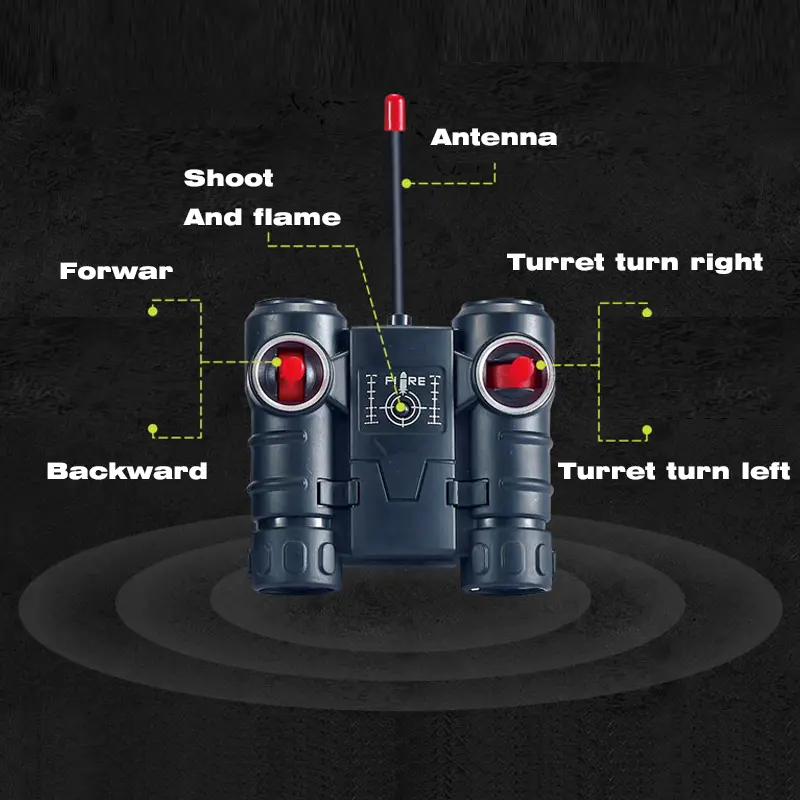 Rc Tank Smoking Shoot Bullet Electronic Remote Control Car Move By Apron Wheel Rocket Sled Toy With LED Flame Sound Kids Gift