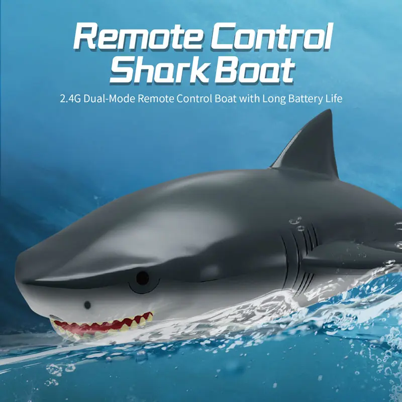 RC Boat 2.4G Remote Control Shark High Speed Racing Speedboat Electronic Animal Competition Ship USB Charge RC Yacht Toy