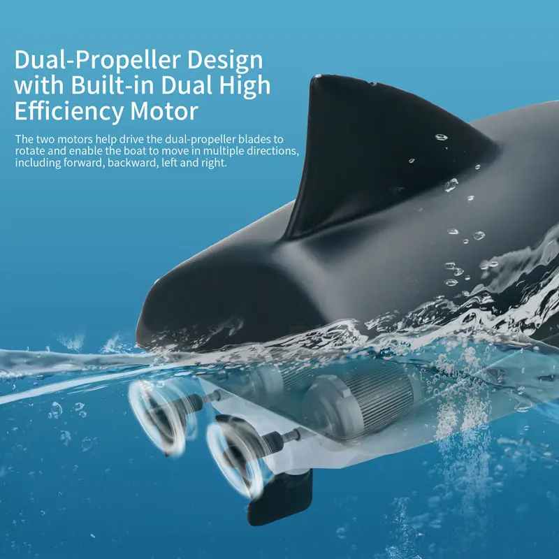 RC Boat 2.4G Remote Control Shark High Speed Racing Speedboat Electronic Animal Competition Ship USB Charge RC Yacht Toy
