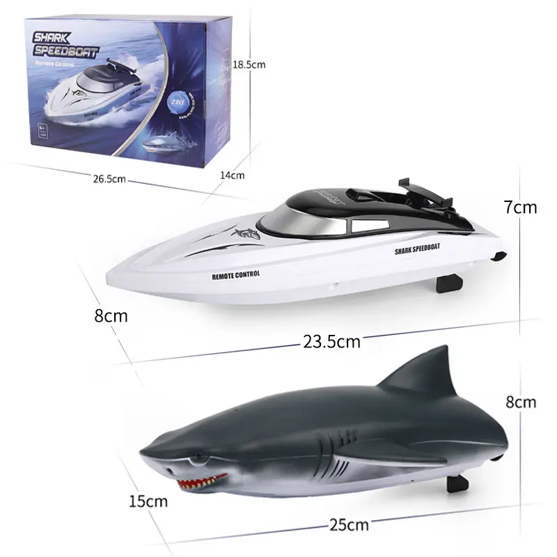 RC Boat 2.4G Remote Control Shark High Speed Racing Speedboat Electronic Animal Competition Ship USB Charge RC Yacht Toy