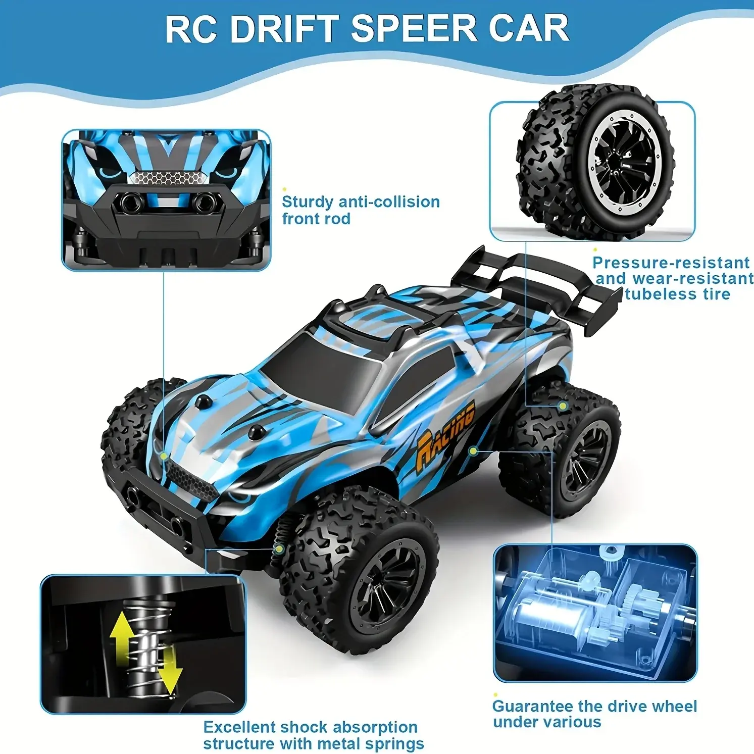 1:20 RC Car 4WD Off Road Remote Control Trucks 20KM/H High Speed Remote Control Vehicle with 2.4G All Terrain Kids Birthday Toy