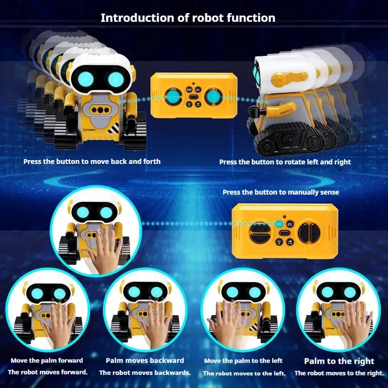 RC Car Remote Control Robot with LED Light Music Sensing Interactive Gesture Control Robot Electronic RC Rabbit Toy Kids Gift
