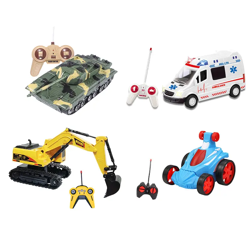 RC Excavator with LED Sound Effect Remote Control Tank Electronic Engineering Car USB Charge Military RC Car Kids Birthday Gift