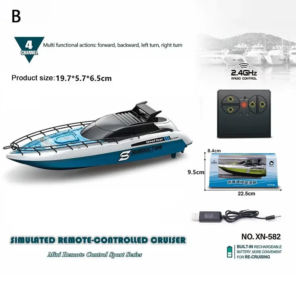 Mini Remote Control Ship High-speed RC Speedboat Water Game Electronic Wireless 2.4G RC Warship Simulation Mini Battleship toy