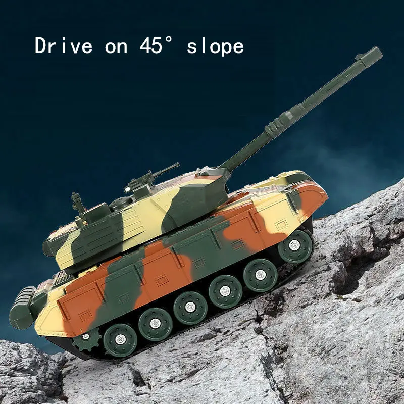 27cm RC Tank USB Rechargeable Remote Control Tank Toy Military War Game 4CH With LED 27Mhz Infrared Electronic Car Boys Gift