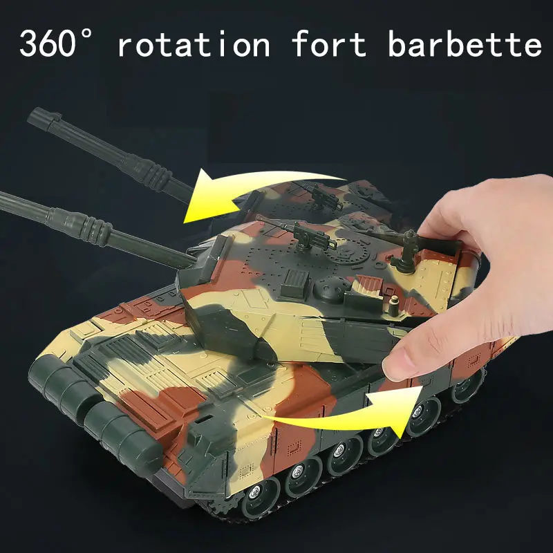27cm RC Tank USB Rechargeable Remote Control Tank Toy Military War Game 4CH With LED 27Mhz Infrared Electronic Car Boys Gift