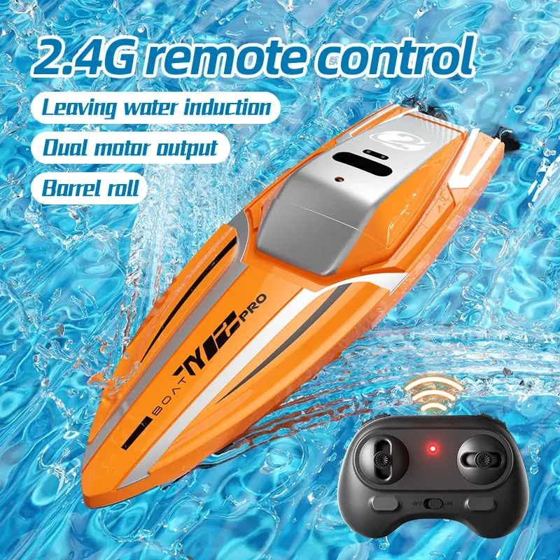 RC Stunt Boat 2.4G Mini Remote Control Racing Speedboat 360° Roll Totation RC Ship Double Motor Waterproof Toy Children's Gift