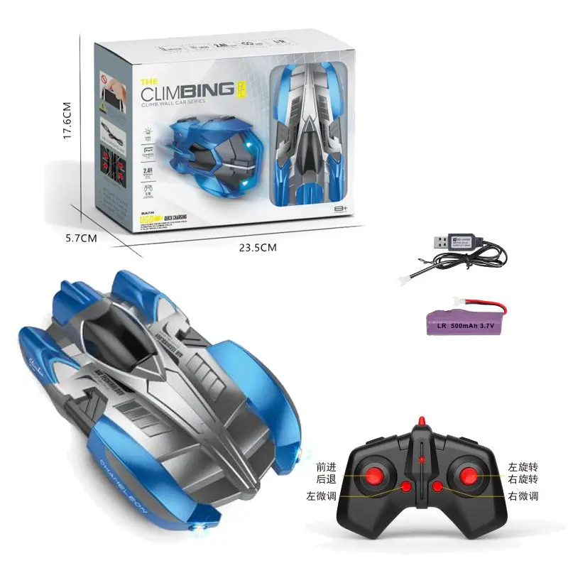 RC Stunt Car Climbing Wall with LED Remote Control Racing Vehicle Anti Gravity Ceiling 360° Rotating Electronic Car Toy Boy Gift