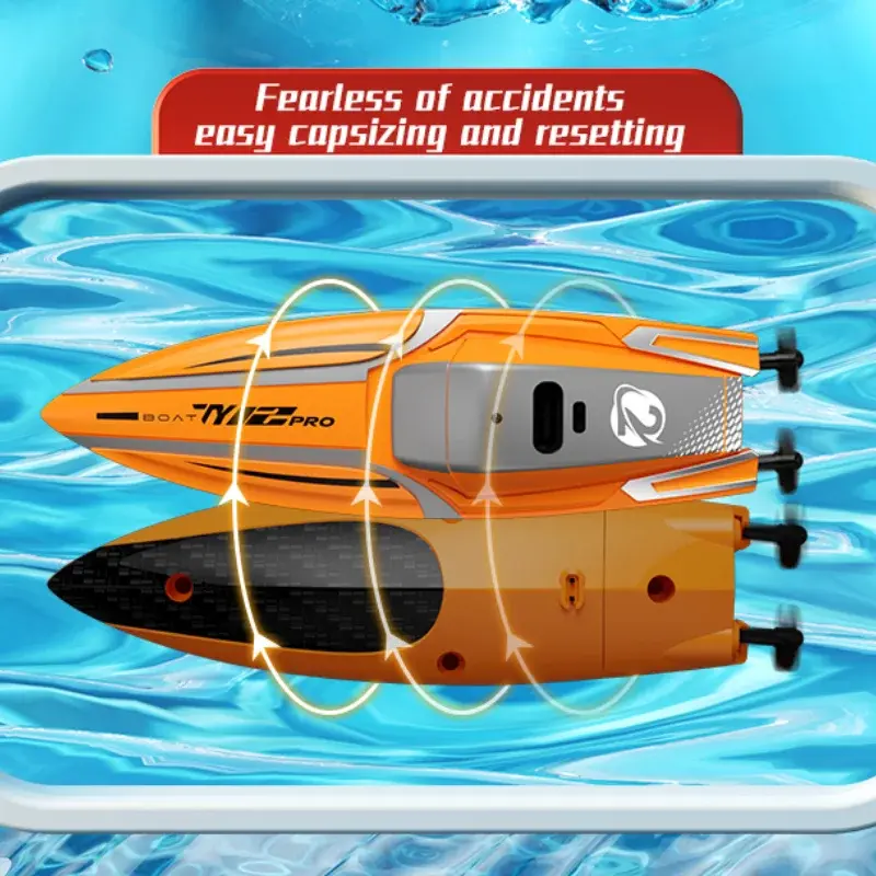 RC Stunt Boat 2.4G Mini Remote Control Racing Speedboat 360° Roll Totation RC Ship Double Motor Waterproof Toy Children's Gift