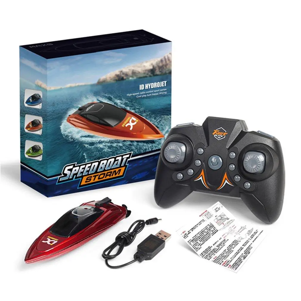 Mini Remote Control SpeedBoats Toy RC Racing Boat High Speed Ship 5km/h Low Battery Alarm Capsize Recovery Boys Girls Gifts