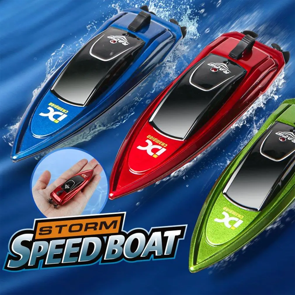 Mini Remote Control SpeedBoats Toy RC Racing Boat High Speed Ship 5km/h Low Battery Alarm Capsize Recovery Boys Girls Gifts